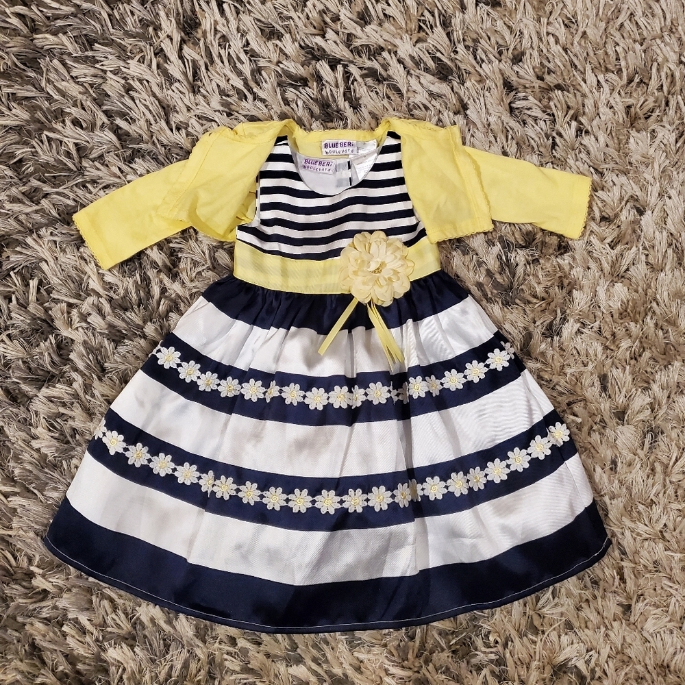 Blueberi Boulevard dress with cardigan, Size 2T